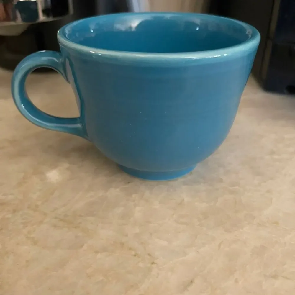Fiesta ware teacup peacock blue retired color. Great for Hot chocolate